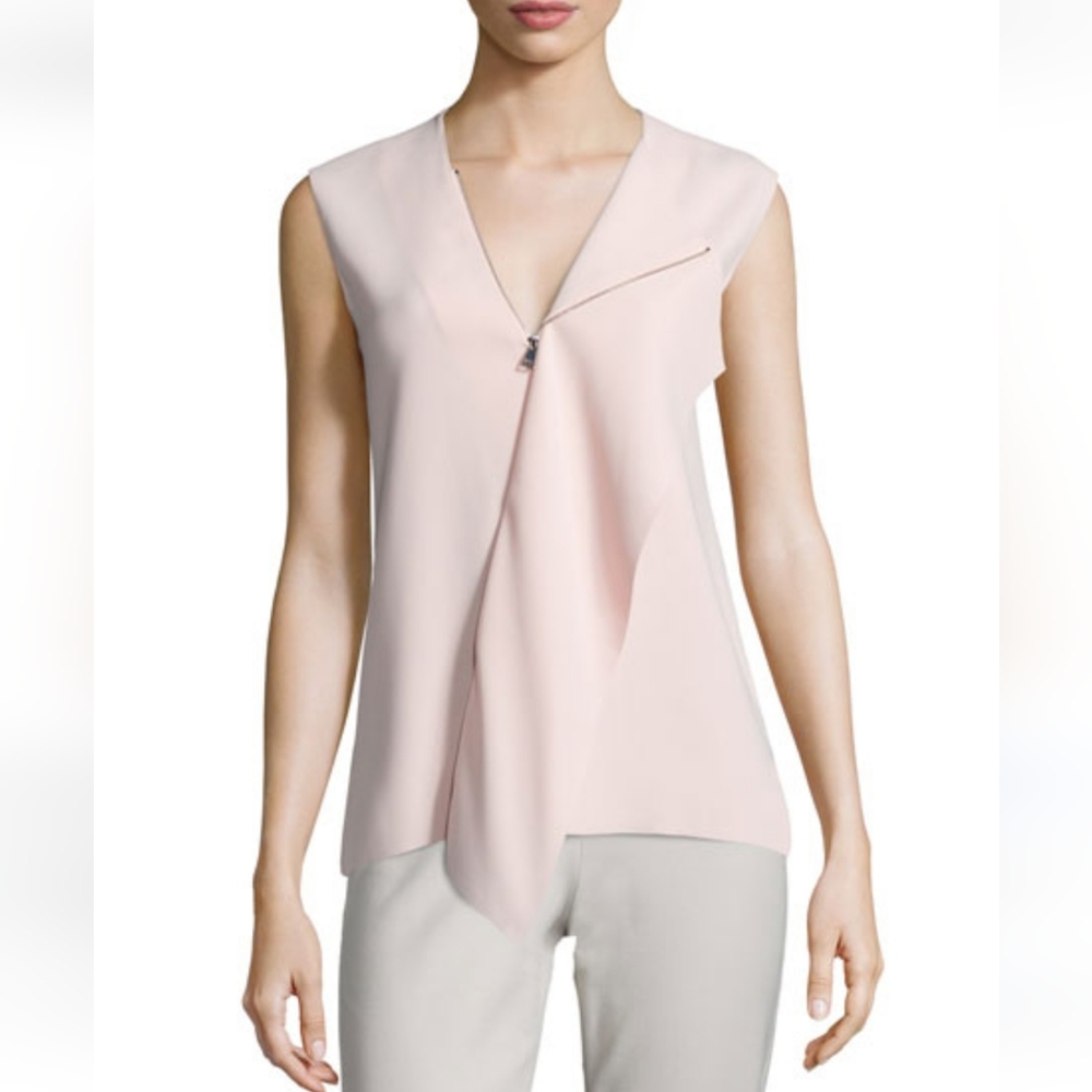 Vince Pink Asymmetrical Sleeveless Blouse
